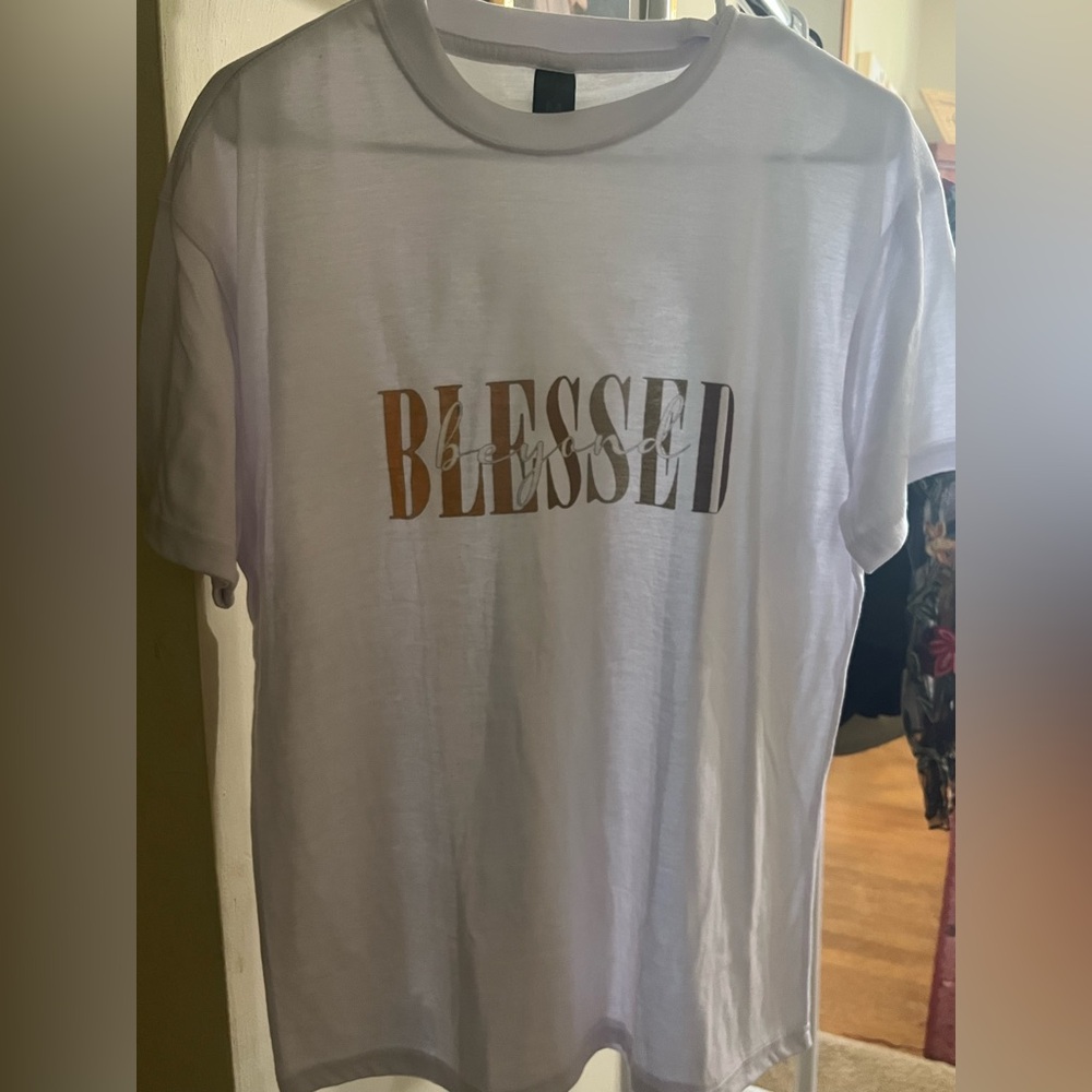 White 'Blessed Beyond' Graphic Tee new in package Boutique 🍁